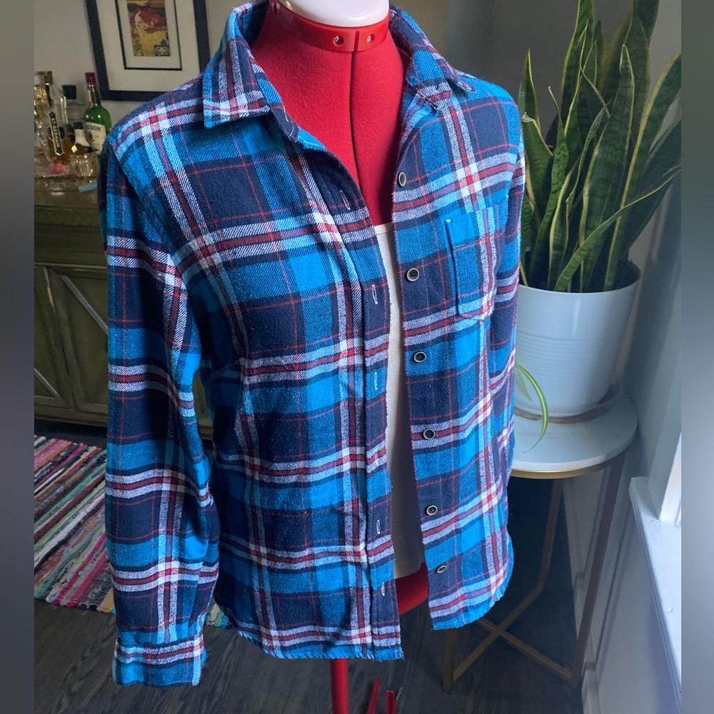 🧹Jachs Girlfriend blue and red flannel, size small